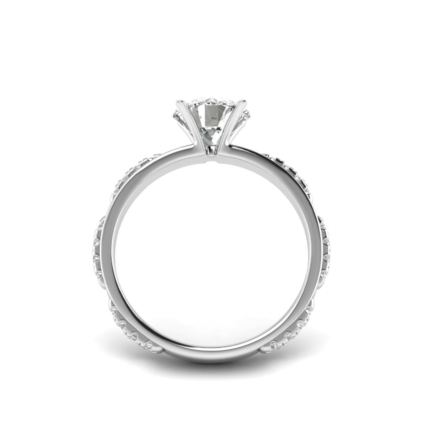 White Gold Studded 1.24 Carat Lab Grown Diamond Ring-F Color VS2 Clarity.